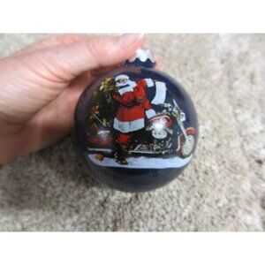 Harley-Davidson 2006 Christmas Ornament Navy Blue Santa & Motorcycle Design With